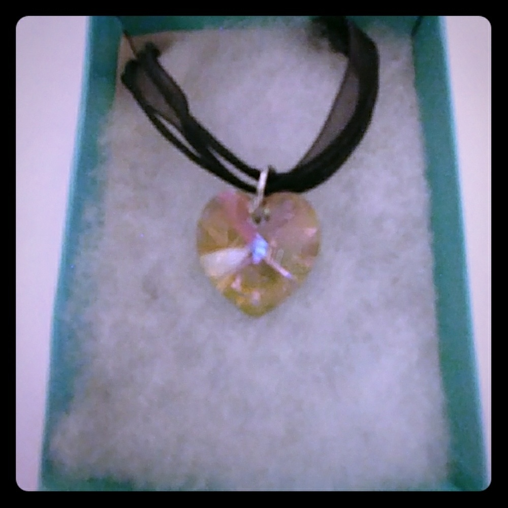 Shadow Purple Crystal Heart Necklace